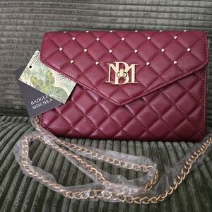 Badgley Mischka Burgundy Quilted Crossbody Bag